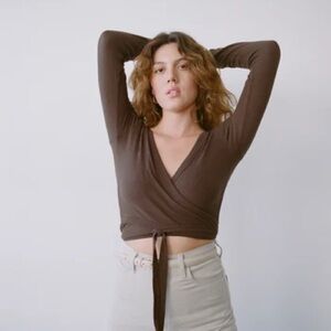 Ozma DANCE WRAP TOP (Regen Silk Noil Jersey) Manzanita